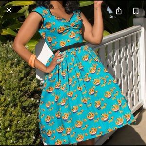 Pinup Couture Girl Clothing Mary Blair Heidi Bettie Cat Kitten Dress S NWT Small